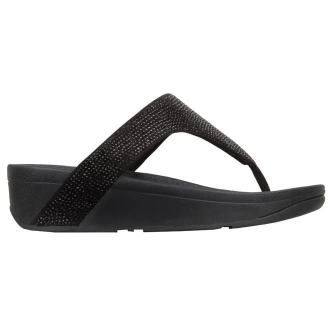 FitFlop™ Lottie Shimmercrystal Black Toe-Post Sandals